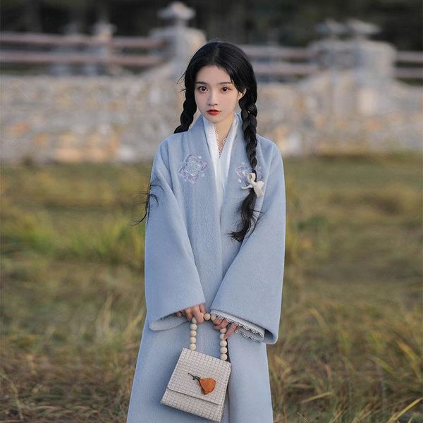 fur 2022 chinese style han element winter embroidered jacket improved woolen coat new women's blue midlength retro woolen coat, Black
fur 2022 chinese style han element winter embroidered jacket improved woolen coat new women's blue midlength retro woolen coat, Black