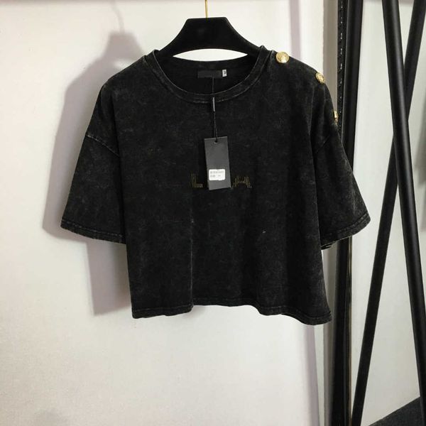 23ss womens designer clothing tee womens t-shirt round neck pure cotton logo gilt lettering shoulder button do old short sleeve short style, White
23ss womens designer clothing tee womens t-shirt round neck pure cotton logo gilt lettering shoulder button do old short sleeve short style, White
