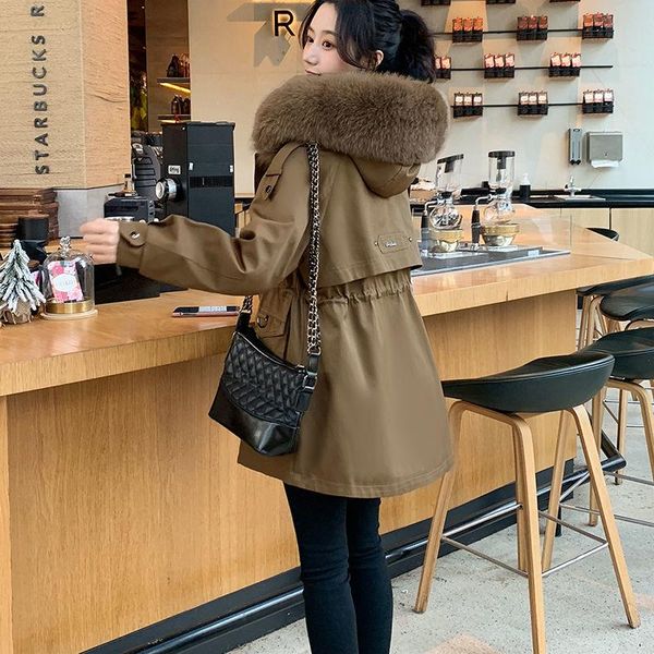 leather woman cotton padded liner parker female fashion hooded fur collar autumn winter jacket ladies medium long hooded parka coat a236, Black
leather woman cotton padded liner parker female fashion hooded fur collar autumn winter jacket ladies medium long hooded parka coat a236, Black