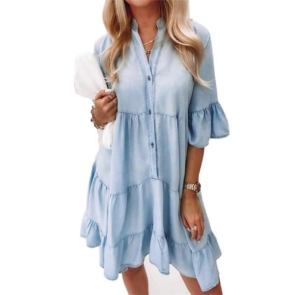 dresses 2023 new cotton denim women dress solid color mid sleeves aline pattern above knee stand collar ruffle shirt dress daily clothe, Black;gray
dresses 2023 new cotton denim women dress solid color mid sleeves aline pattern above knee stand collar ruffle shirt dress daily clothe, Black;gray