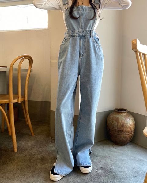 women's jeans south korean ins fashion and age reduction cute sister deduce girl wind light denim suspenders wide leg slit trousers fem, Blue
women's jeans south korean ins fashion and age reduction cute sister deduce girl wind light denim suspenders wide leg slit trousers fem, Blue