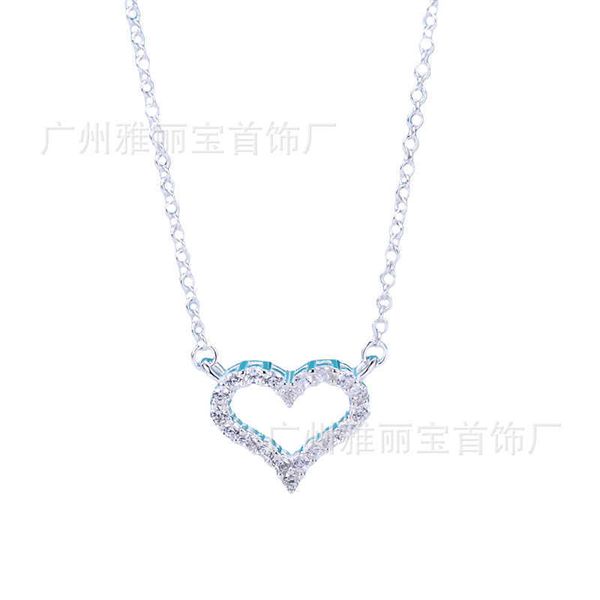 designertiffy's same japanese and korean heart hollow peach necklace female shaped diamond pendant, Black
designertiffy's same japanese and korean heart hollow peach necklace female shaped diamond pendant, Black