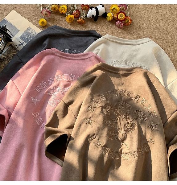 er geng american suede t-shirt with trendy high street embroidery short sleeved men's summer trend half sleeved, White;black
er geng american suede t-shirt with trendy high street embroidery short sleeved men's summer trend half sleeved, White;black