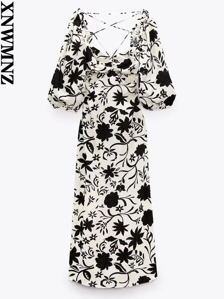 dresses xnwmnz 2022 women fashion print dress woman vacation v neck gathered puff sleeves hem back slit back lace up female chic dresses, Black;gray
dresses xnwmnz 2022 women fashion print dress woman vacation v neck gathered puff sleeves hem back slit back lace up female chic dresses, Black;gray