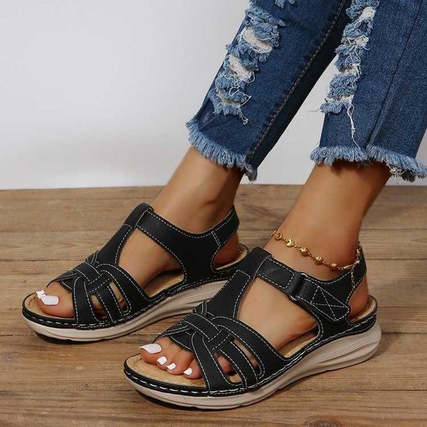 sandals 2022 summer retro women sandals fashion orthopedics large size shoes female casual round toe wedge platform beach sandalias j230422, Black
sandals 2022 summer retro women sandals fashion orthopedics large size shoes female casual round toe wedge platform beach sandalias j230422, Black