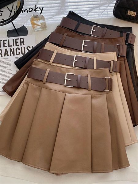 dresses yitimoky pleated leather mini skirts for women 2022 autumn winter korean fashion vintage chic ladies black pu skirts with belt, White;black
dresses yitimoky pleated leather mini skirts for women 2022 autumn winter korean fashion vintage chic ladies black pu skirts with belt, White;black