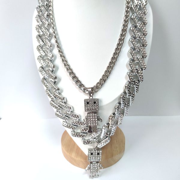mobile robot pendant necklace male female lovers party hip hop cuban chain ccb wide full cz ins earth cool bounce personality, Silver
mobile robot pendant necklace male female lovers party hip hop cuban chain ccb wide full cz ins earth cool bounce personality, Silver