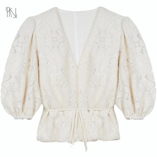 dress tweed shortsleeved for maj* 2022 summer new sequined chain link lace puff sleeve vneck elastic waist shorts women, White
dress tweed shortsleeved for maj* 2022 summer new sequined chain link lace puff sleeve vneck elastic waist shorts women, White