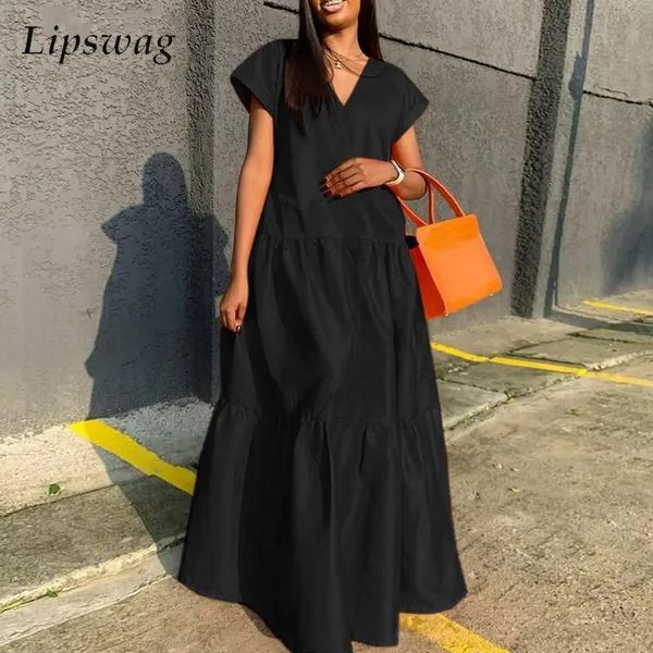 dresses summer solid color loose pullover dress casual ladies v neck short sleeve long dress women patchwork beach maxi dresses vestidos, Black;gray
dresses summer solid color loose pullover dress casual ladies v neck short sleeve long dress women patchwork beach maxi dresses vestidos, Black;gray