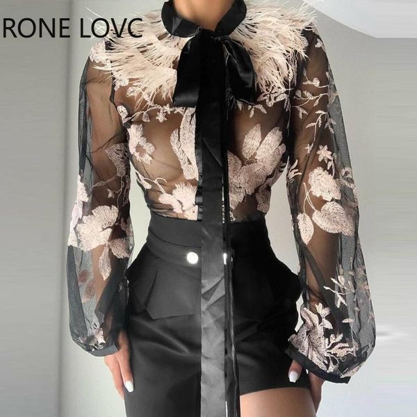 t-shirt women chic floral bowknot lace up feather collar perspective mesh black blouse, White
t-shirt women chic floral bowknot lace up feather collar perspective mesh black blouse, White