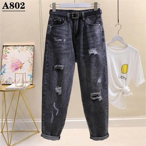 jeans smoky gray ripped jeans female 2021 hong kong style new highwaisted radish pants korean version of loose harlan daddy pants c15, Blue
jeans smoky gray ripped jeans female 2021 hong kong style new highwaisted radish pants korean version of loose harlan daddy pants c15, Blue