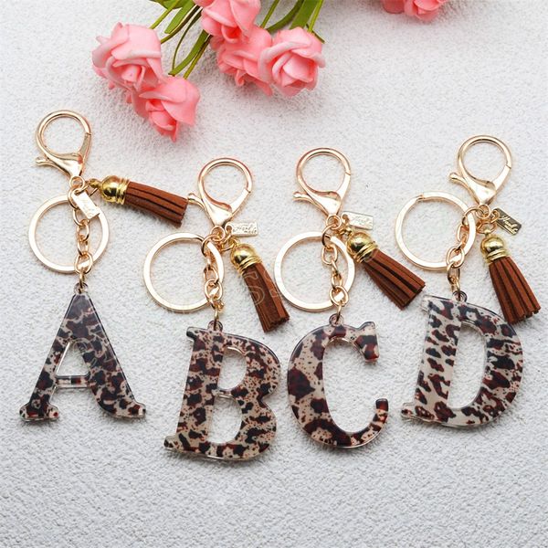 fashion acrylic leopard letter keychain with tassel fashion couple 26 a-z initial letter pendant with key ring for women bag, Silver 
fashion acrylic leopard letter keychain with tassel fashion couple 26 a-z initial letter pendant with key ring for women bag, Silver