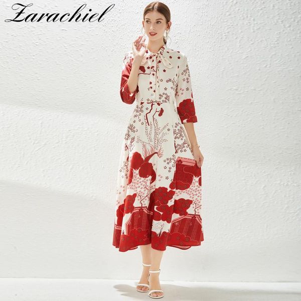 dresses 2021 autumn fashion designer runway long dress women bowtie collar 3/4 sleeve flower print buttons elegant chiffon party vestido, Black;gray
dresses 2021 autumn fashion designer runway long dress women bowtie collar 3/4 sleeve flower print buttons elegant chiffon party vestido, Black;gray