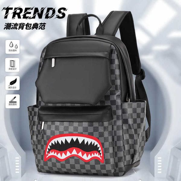 trendy shark backpack fashion classic checker men's backpack outdoor leisure travel storage bag men's bag 230423
trendy shark backpack fashion classic checker men's backpack outdoor leisure travel storage bag men's bag 230423