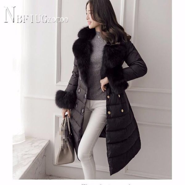 leather women faux fox fur collar women parkas long style fashion waist strap female overcoat, Black
leather women faux fox fur collar women parkas long style fashion waist strap female overcoat, Black