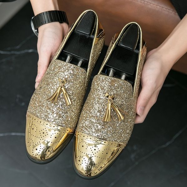 dress shoes men wedding tassels leather casual luxury designer pointed gold sequin loafers brand evening footwear zapatos hombre 230422, Black
dress shoes men wedding tassels leather casual luxury designer pointed gold sequin loafers brand evening footwear zapatos hombre 230422, Black