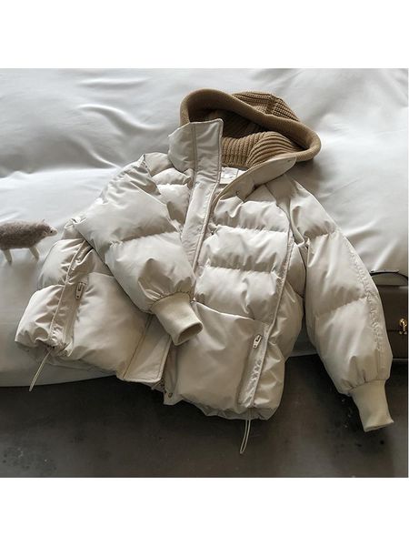 leather beige knitted patchwork parka jacket for women 2022 autumn winter overcoat female korean style casual warm quilted padded coat, Black
leather beige knitted patchwork parka jacket for women 2022 autumn winter overcoat female korean style casual warm quilted padded coat, Black