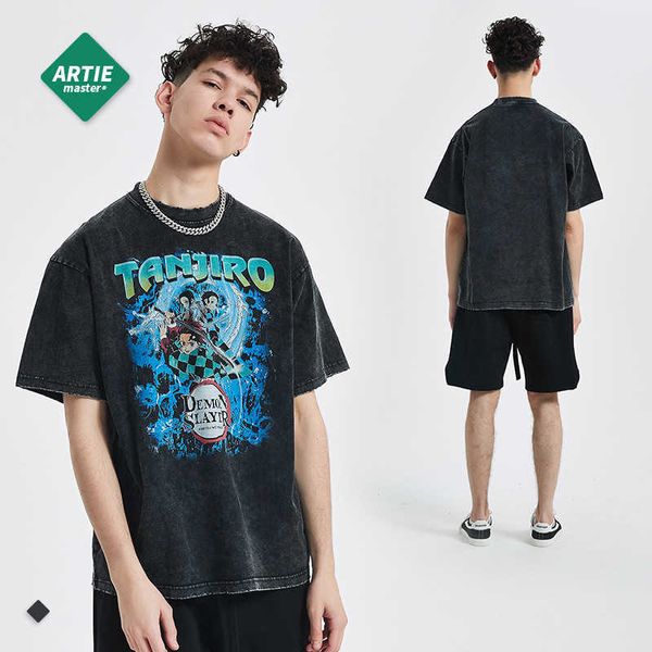 men and women t-shirtsartie men's wear | street trend anime cartoon print men's short sleeve dark loose made wash worn t-shirt, White;black
men and women t-shirtsartie men's wear | street trend anime cartoon print men's short sleeve dark loose made wash worn t-shirt, White;black