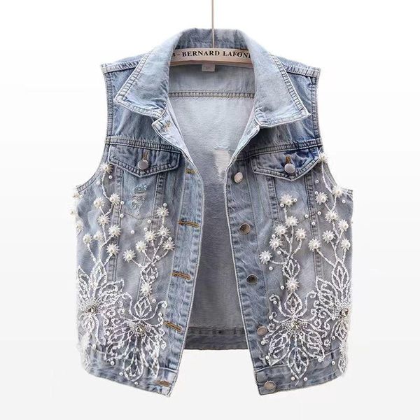 vests women's beaded flower denim vest denim waistcoat korean fashion cardigan sleeveless cropped loose plus size ripped vest, Black;white
vests women's beaded flower denim vest denim waistcoat korean fashion cardigan sleeveless cropped loose plus size ripped vest, Black;white