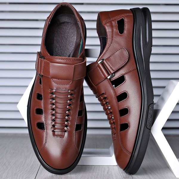 men sandals cozy hollow non-slip soft cool lighted breathable all-match classic wearable fashion casual leather sandals, Black
men sandals cozy hollow non-slip soft cool lighted breathable all-match classic wearable fashion casual leather sandals, Black