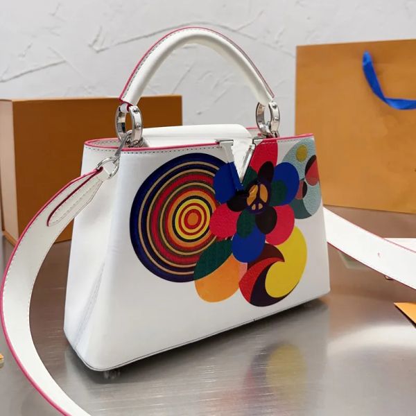 women handbag shoulder bags colored face print crossbody bags genuine leather tote bag capucines hanbags silver color hardware removable str
women handbag shoulder bags colored face print crossbody bags genuine leather tote bag capucines hanbags silver color hardware removable str