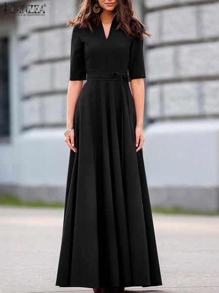 dresses zanzea summer vintage dress woman solid half sleeve vneck back zipper sundress femme fashion casual elegant loose long robe, Black;gray
dresses zanzea summer vintage dress woman solid half sleeve vneck back zipper sundress femme fashion casual elegant loose long robe, Black;gray