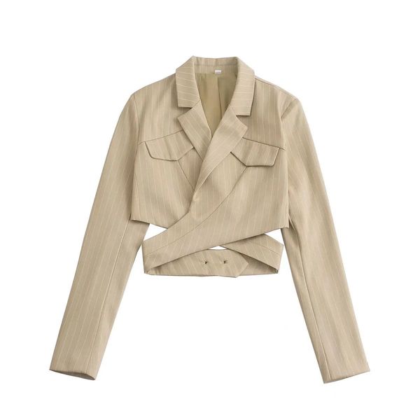 pants blazer women khaki stripes cropped jacket y2k coat spring 2022 fashion open waist cross tie back buckle suit stylish chic sexy, White
pants blazer women khaki stripes cropped jacket y2k coat spring 2022 fashion open waist cross tie back buckle suit stylish chic sexy, White