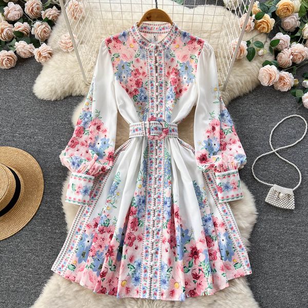 spring/summer vintage ethnic style dress stand up neck single breasted lantern sleeves wrapped waist show thin print dress sweet pleated fai, Black;gray
spring/summer vintage ethnic style dress stand up neck single breasted lantern sleeves wrapped waist show thin print dress sweet pleated fai, Black;gray