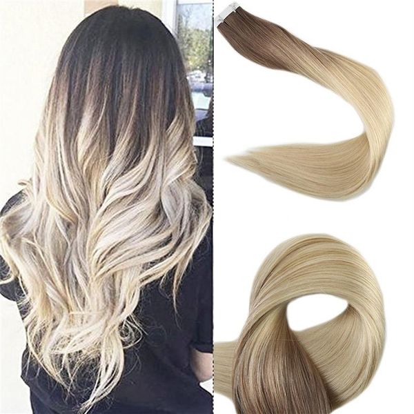 balayage human hair extensions tape ins ombre dark brown to light brown and bleach blonde tape on hair remy straight 100g 40pcs244o, Black
balayage human hair extensions tape ins ombre dark brown to light brown and bleach blonde tape on hair remy straight 100g 40pcs244o, Black