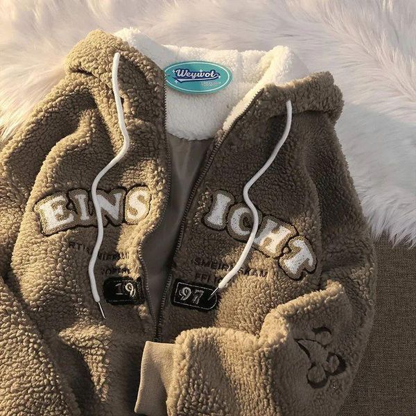 leather couple winter coat zipper retro streetwear letter embroidery parkas hooded y2k lamb wool cardigan women long sleeve loose jacket, Black
leather couple winter coat zipper retro streetwear letter embroidery parkas hooded y2k lamb wool cardigan women long sleeve loose jacket, Black