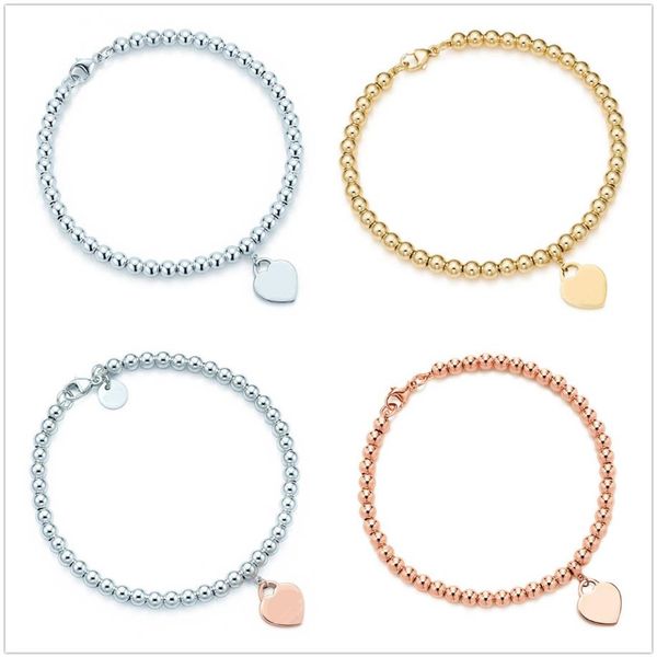 fashion 925 sterling silver tag love heart bracelets original classic t beaded bracelet 4mm rose gold bead man women jewelry lover265u, Black
fashion 925 sterling silver tag love heart bracelets original classic t beaded bracelet 4mm rose gold bead man women jewelry lover265u, Black