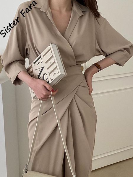 dresses sister fara lapel cross elegant dresses for women's summer high waist half sleeves straight dress female solid casual mid dress, Black;gray
dresses sister fara lapel cross elegant dresses for women's summer high waist half sleeves straight dress female solid casual mid dress, Black;gray
