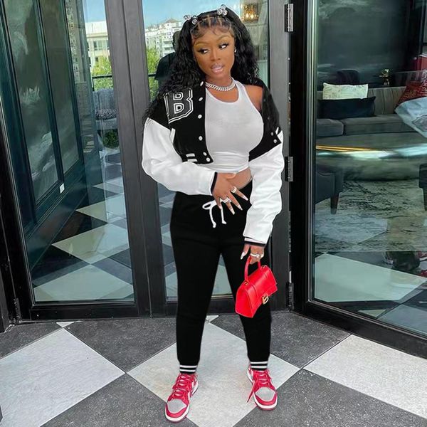 dresses letter b baseball women's tracksuit single breasted jacket and sweatpants matching two 2 piece set outfits sweatsuit, Black;gray
dresses letter b baseball women's tracksuit single breasted jacket and sweatpants matching two 2 piece set outfits sweatsuit, Black;gray