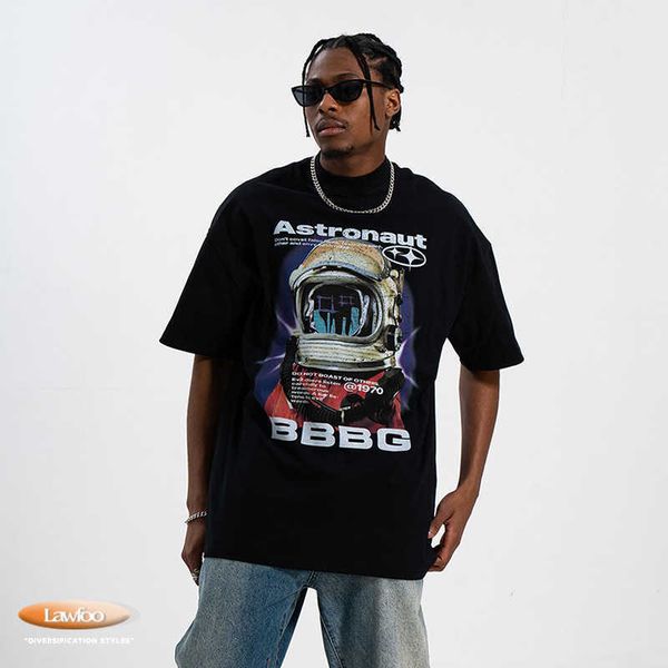men and women t-shirtslawfoo spring/summer china-chic brand american airman print half high collar loose fit couple t-shirt fashion, White;black
men and women t-shirtslawfoo spring/summer china-chic brand american airman print half high collar loose fit couple t-shirt fashion, White;black