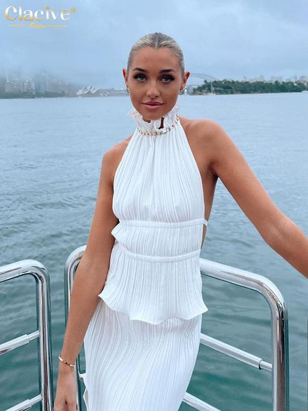 tanks clacive backless tank women summer bodycon sleeveless ladies camisole fashion white pleated vest female clothing 2022, Black;white
tanks clacive backless tank women summer bodycon sleeveless ladies camisole fashion white pleated vest female clothing 2022, Black;white