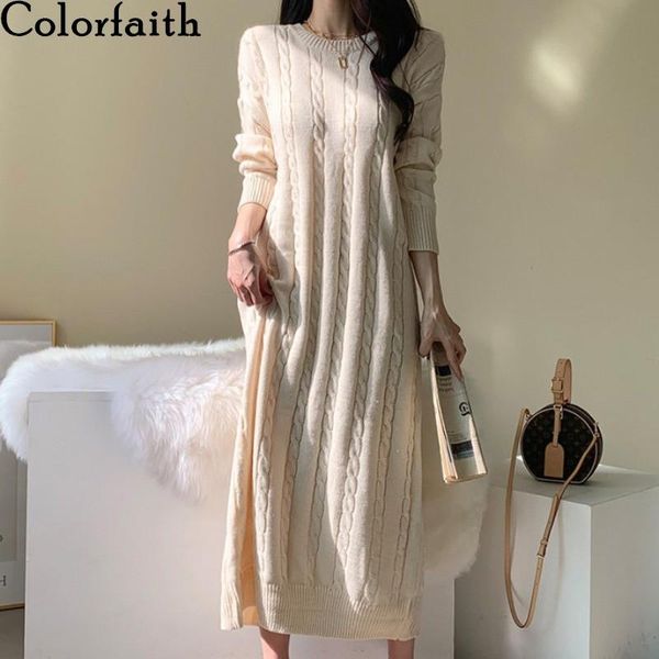 dresses colorfaith new 2021 autumn winter women dresses knitted vintage elegant split straight korean solid lady long dresses dr2300, Black;gray
dresses colorfaith new 2021 autumn winter women dresses knitted vintage elegant split straight korean solid lady long dresses dr2300, Black;gray