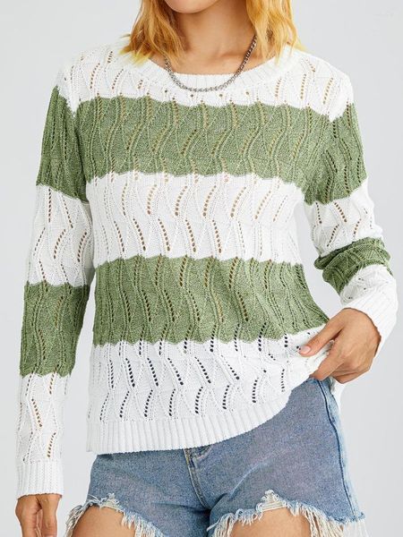Women' Sweaters Women' Spring Autumn Hollow Knitwear Long Sleeve O Neck Contrast Color Casual Loose Pullover Tops, Green
Women' Sweaters Women' Spring Autumn Hollow Knitwear Long Sleeve O Neck Contrast Color Casual Loose Pullover Tops, Green
