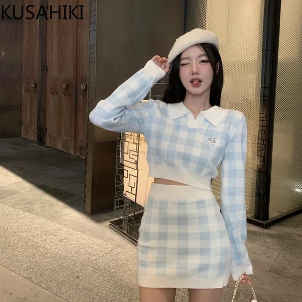dress kusahiki knitted plaid skirt suits long sleeve turndown collar short knitwear + high waist mini korean 2pieces sets 6v337, White
dress kusahiki knitted plaid skirt suits long sleeve turndown collar short knitwear + high waist mini korean 2pieces sets 6v337, White