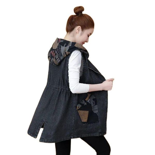 vests color matching hooded vest women's midlength 2022 spring autumn new korean version loose casual denim vest jacket m836, Black;white
vests color matching hooded vest women's midlength 2022 spring autumn new korean version loose casual denim vest jacket m836, Black;white