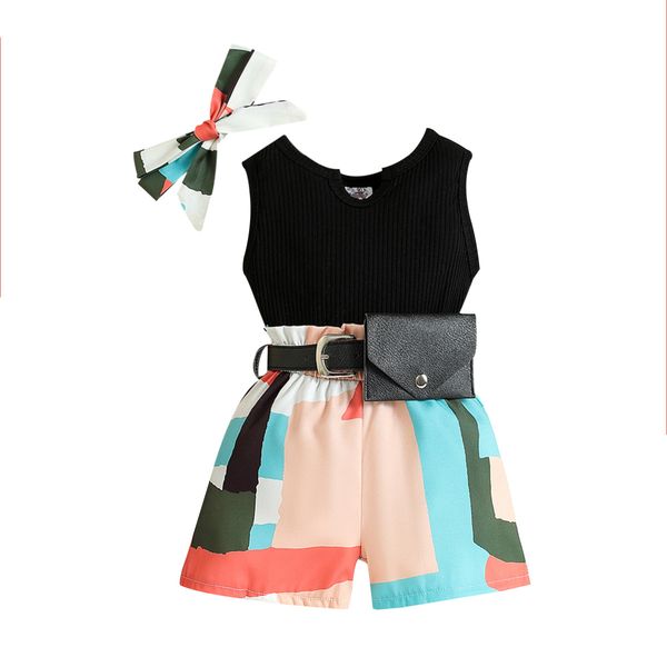 summer clothing set outfits for girls kids black ribbed tank and shorts children costumes clothes sets with belt bag, White
summer clothing set outfits for girls kids black ribbed tank and shorts children costumes clothes sets with belt bag, White