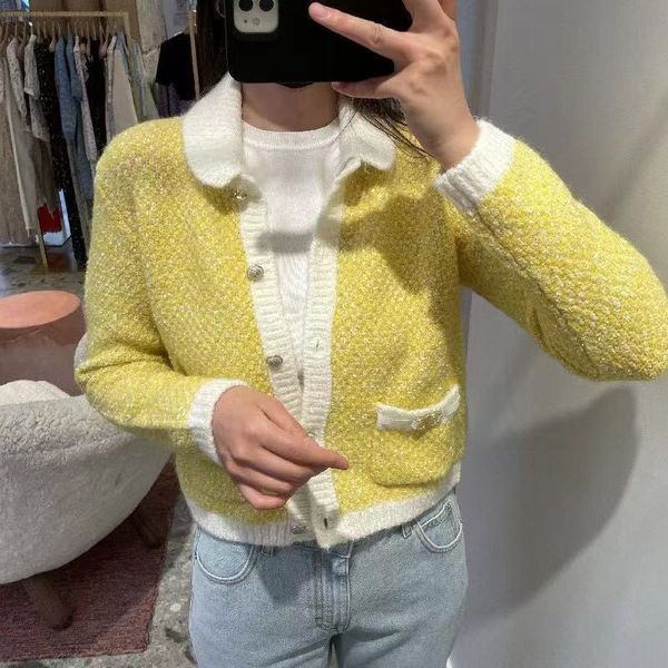 women's jackets maje knitted cardigan with white yarn coat color yello, Black;brown
women's jackets maje knitted cardigan with white yarn coat color yello, Black;brown