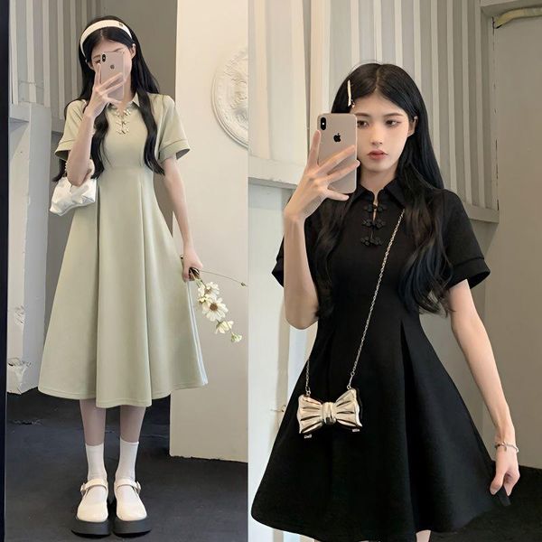 dresses spring summer short sleeve little black dress japanese academy dress vintage aline dress french polol neck princess short dress, Black;gray
dresses spring summer short sleeve little black dress japanese academy dress vintage aline dress french polol neck princess short dress, Black;gray
