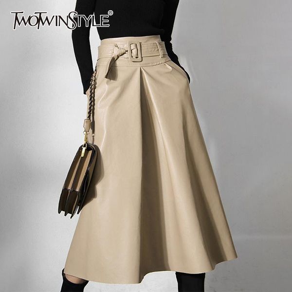 dresses twotwinstyle minimalist solid high waist skirt for women patchwork sashes folds leather fashion skirts female 2021 autumn style, Black;gray
dresses twotwinstyle minimalist solid high waist skirt for women patchwork sashes folds leather fashion skirts female 2021 autumn style, Black;gray