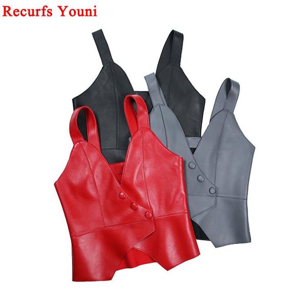 vests chic leather sling vest women harajuku vneck slim sleeveless feminial red/grey real sheekskin cropped waistcoat, Black;white
vests chic leather sling vest women harajuku vneck slim sleeveless feminial red/grey real sheekskin cropped waistcoat, Black;white