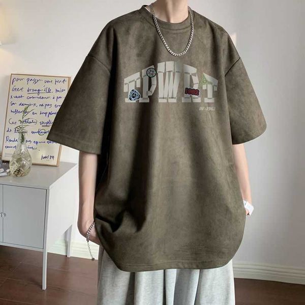 300g short sleeved t-shirt for boys summer high-end trendy brand suede american half sleeved t-shirt, White;black
300g short sleeved t-shirt for boys summer high-end trendy brand suede american half sleeved t-shirt, White;black