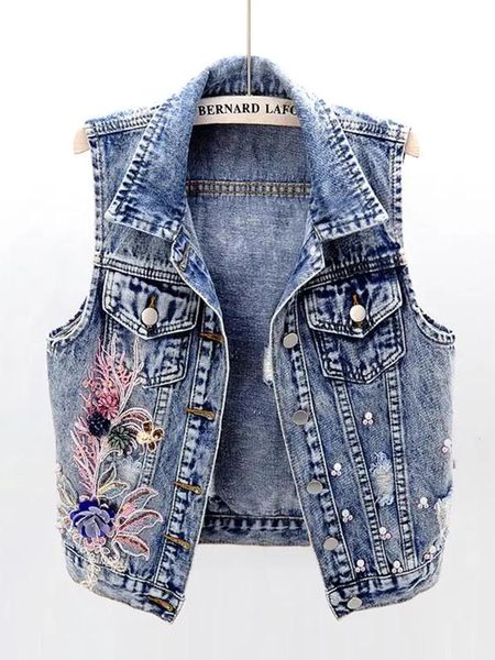 vests zoki denim women vest luxury pearls fashion ripped fall button up jeans jacket embroidery floral sleeveless loose short coats, Black;white
vests zoki denim women vest luxury pearls fashion ripped fall button up jeans jacket embroidery floral sleeveless loose short coats, Black;white