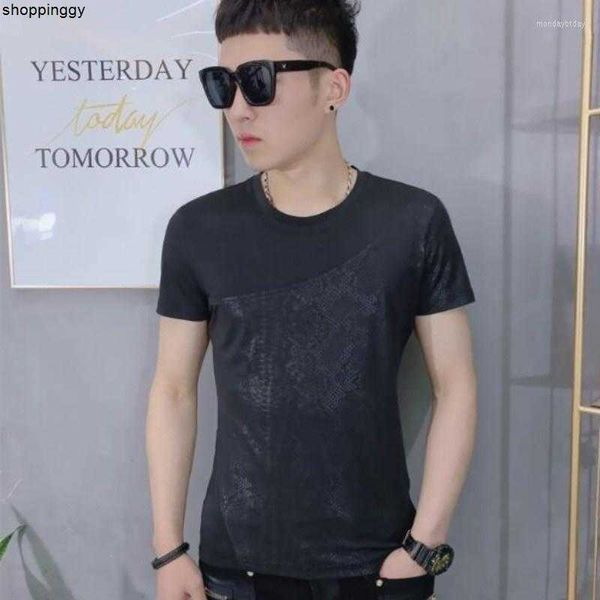t-shirts t shirts summer round neck hip hop leather tide male short-sleeved skinny fashion personality stitching shirt, White;black
t-shirts t shirts summer round neck hip hop leather tide male short-sleeved skinny fashion personality stitching shirt, White;black