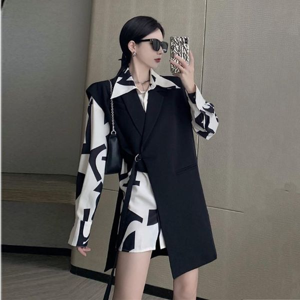 vests 2022 spring autumn irregular long suit vest women korean style sleeveless jacket fashion elegant blazer waistcoat, Black;white
vests 2022 spring autumn irregular long suit vest women korean style sleeveless jacket fashion elegant blazer waistcoat, Black;white