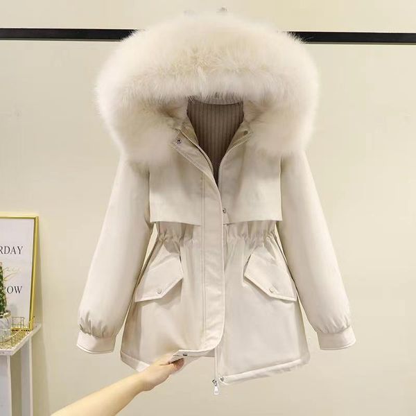 leather 2022 fashion new winter jacket loose korean big fur collar fleece thick cotton coat female short padded women parkas tooling top, Black
leather 2022 fashion new winter jacket loose korean big fur collar fleece thick cotton coat female short padded women parkas tooling top, Black