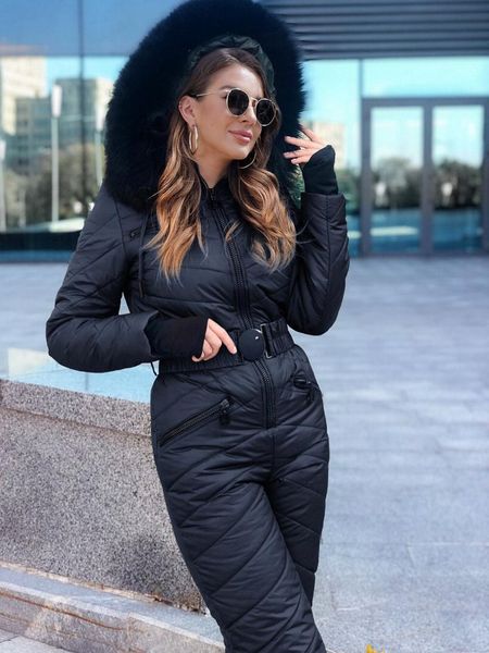 leather fur hooded ski jumpsuit women elastic waist long sleeve parka one piece zip up jacket cotton padded casual winter fashion coat, Black
leather fur hooded ski jumpsuit women elastic waist long sleeve parka one piece zip up jacket cotton padded casual winter fashion coat, Black